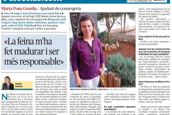 “ME GUSTA MUCHO EL TRABAJO EN LA ESCUELA, CREO HABER MADURADO Y SER MÁS RESPONSABLE”